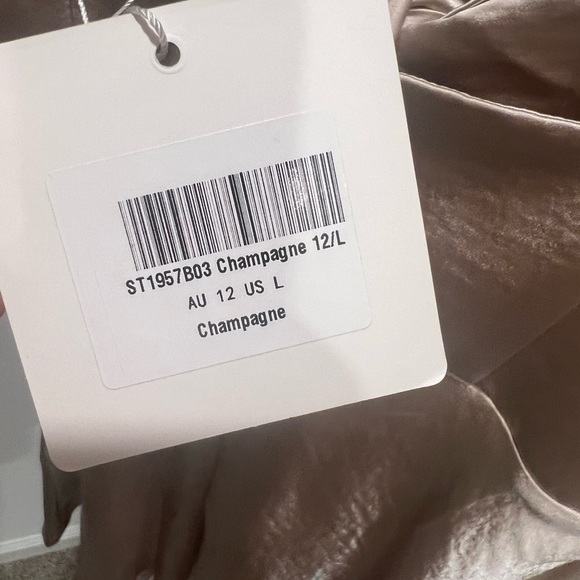 BRIDAL RECEPTION DRESS - SATIN BUST-TIE MINI DRESS CHAMPAGNE - Picture 3 of 3